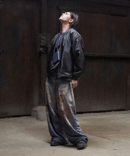 STYLISE（スタイライズ）の「【TALKING ABOUT THE ABSTRACTION】TRANSFER WIDE PANTS / 2カラー [2627AW-PT-002]（デニムパンツ・メンズ・ブルー系/ブルー・M/L）」の5枚目の写真