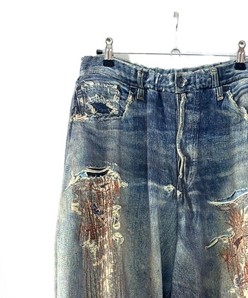 STYLISE（スタイライズ）の「【TALKING ABOUT THE ABSTRACTION】TRANSFER WIDE PANTS / 2カラー [2627AW-PT-002]（デニムパンツ・メンズ・ブルー系/ブルー・M/L）」の7枚目の写真
