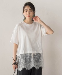 Droite lautreamont | ヒゲレース切替えチュニック(Tシャツ/カットソー)