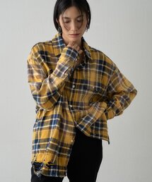 ダメージチェックシャツ