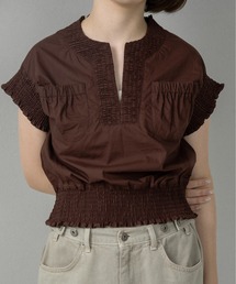 shirring pocket point vest blouse / シャーリングポケットポイントベストブラウス