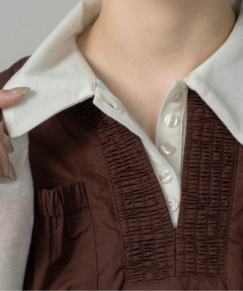 lawgy(ラウジー)の「shirring pocket point vest blouse / シャーリングポケットポイントベストブラウス(シャツ/ブラウス・レディース・アイボリー系/ホワイト/ブラウン系・FREE)」の17枚目の写真