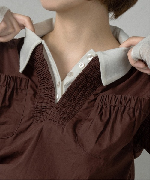 lawgy(ラウジー)の「shirring pocket point vest blouse / シャーリングポケットポイントベストブラウス(シャツ/ブラウス・レディース・アイボリー系/ホワイト/ブラウン系・FREE)」の16枚目の写真