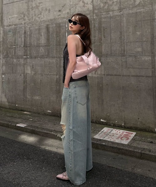 RAY CASSIN（レイカズン）の「【S・Mサイズ展開 】ダメージ折り返しワイドデニムパンツ（デニムパンツ・レディース・スカイブルー/ブルー系その他2/ベージュ・S/M）」の13枚目の写真