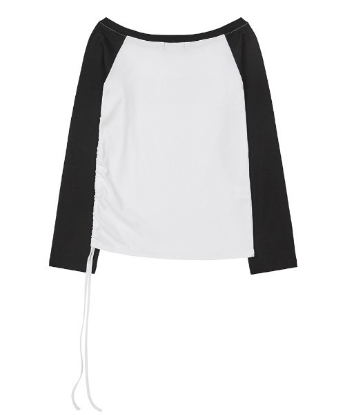 as you are(アズユーアー)の「◇ASYOUARE◇ブランド直輸入正規品/AU ボートネック シャーリング ロングスリーブ AU BOAT NECK SHIRRING LONG SLEEVE(Tシャツ/カットソー・レディース・ホワイト/グレー・FREE)」の10枚目の写真