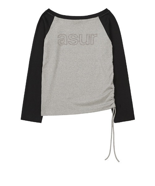 as you are(アズユーアー)の「◇ASYOUARE◇ブランド直輸入正規品/AU ボートネック シャーリング ロングスリーブ AU BOAT NECK SHIRRING LONG SLEEVE(Tシャツ/カットソー・レディース・ホワイト/グレー・FREE)」の11枚目の写真