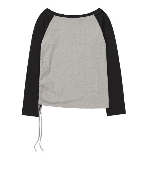 as you are(アズユーアー)の「◇ASYOUARE◇ブランド直輸入正規品/AU ボートネック シャーリング ロングスリーブ AU BOAT NECK SHIRRING LONG SLEEVE(Tシャツ/カットソー・レディース・ホワイト/グレー・FREE)」の12枚目の写真