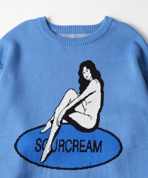 Sourcream(サワークリーム)の「【26AW LOOK掲載品番】【Sourcream】girlジャガードニット(ニット/セーター・レディース・ブラック/ライトグレー/サックスブルー・FREE)」の5枚目の写真