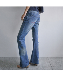 TWISTED BOOTS CUT DENIM JEANS-BLUE