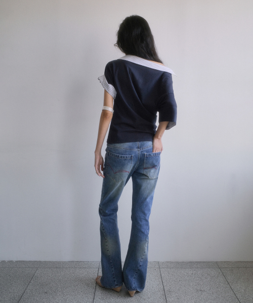 PORTERNA(ポルテナ)の「TWISTED BOOTS CUT DENIM JEANS-BLUE(デニムパンツ・レディース・その他・SMALL/MEDIUM/LARGE)」の8枚目の写真