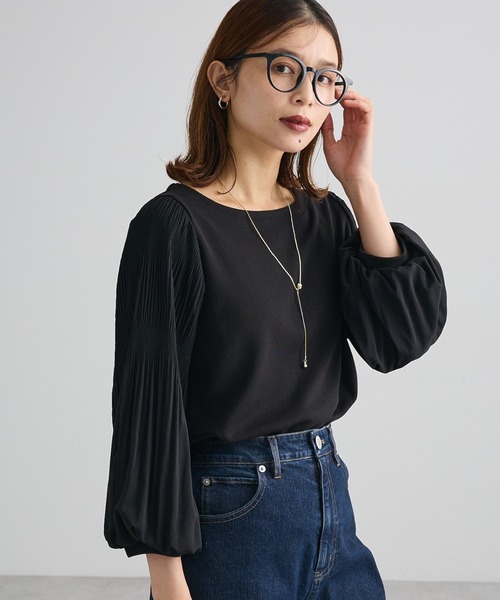 Green Parks(グリーンパークス)の「SET2点 ネックレス+マジョリカプルオーバー(Tシャツ/カットソー・レディース・ブラック/アイボリー/ラベンダー・FREE)」の1枚目の写真