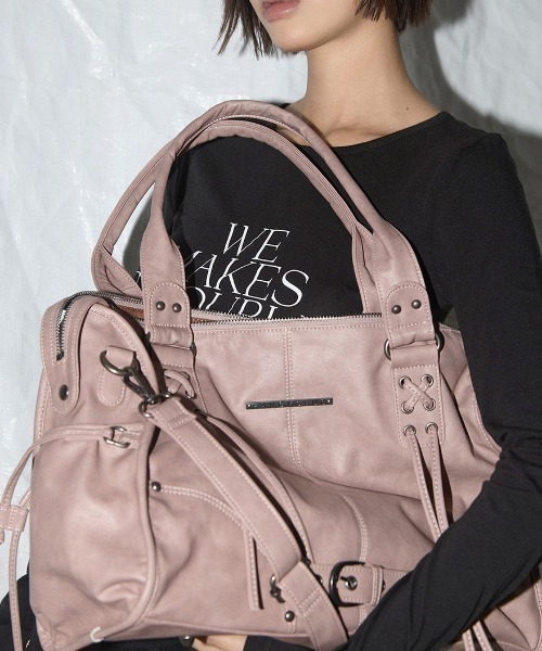 FANCY CLUB（ファンシークラブ）の「FANCY CLUB(ファンシークラブ)/大容量 2WAY ヴィンテージ ウォッシング ショルダー トートバッグ/BELTED WASHING LEATHER BAG（ショルダーバッグ・レディース・ピンク/グレー/ブラック・FREE）」の19枚目の写真