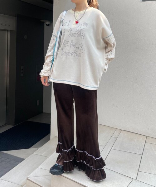 HELLO.SANFRANCISCO(ハローサンフランシスコ)の「【HELLO.SANFRANCISCO】ベロアメロウフレアパンツ(その他パンツ・レディース・ブラウン/ピンク/ブルー・SMALL/MEDIUM)」の7枚目の写真