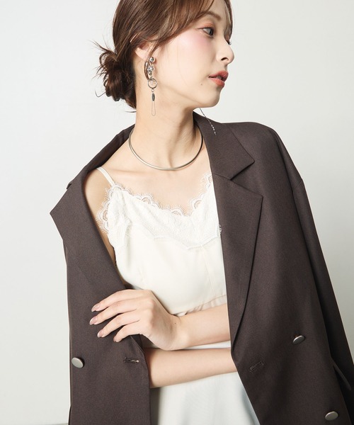 Elishe(エリシェ)の「レースドッキングキャミソール(キャミソール・レディース・アイボリー/ブルー系その他/ブラック/チャコールグレー・FREE)」の20枚目の写真