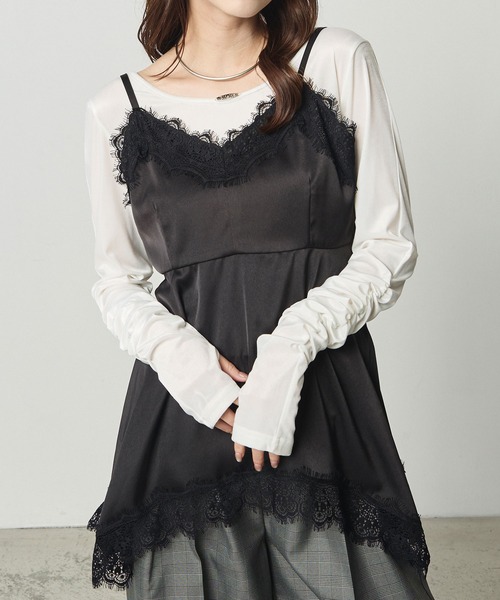 Elishe(エリシェ)の「レースドッキングキャミソール(キャミソール・レディース・アイボリー/ブルー系その他/ブラック/チャコールグレー・FREE)」の5枚目の写真
