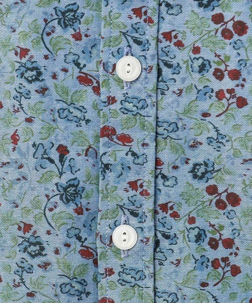 LAURA ASHLEY(ローラアシュレイ)の「【コットン100%/日本製/ワンマイルウエア】ロサ サンクタ柄 ダンガリーブラウス(シャツ/ブラウス・レディース・ブルー系・40/38)」の2枚目の写真