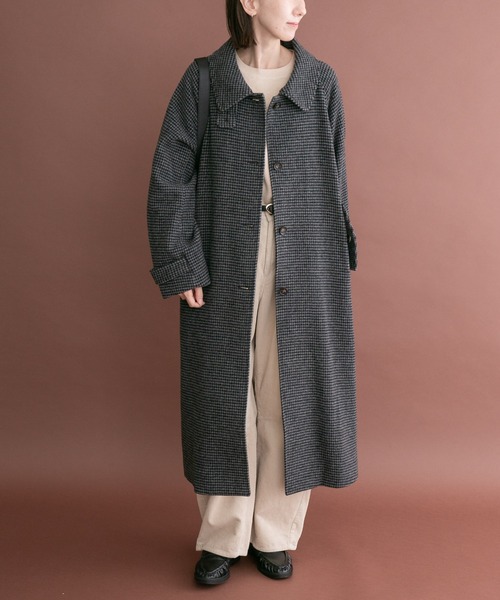 ITEMS URBANRESEARCH(アイテムズ アーバンリサーチ)の「尾州ウールスタンドカラーコート(チェスターコート・レディース・ブラック/ブラウン/グレー系その他・FREE)」の8枚目の写真