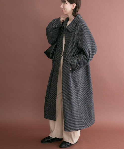 ITEMS URBANRESEARCH(アイテムズ アーバンリサーチ)の「尾州ウールスタンドカラーコート(チェスターコート・レディース・ブラック/ブラウン/グレー系その他・FREE)」の9枚目の写真