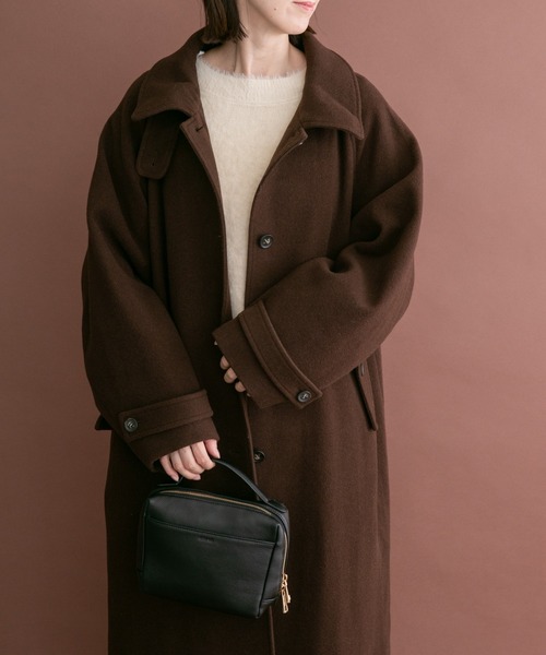 ITEMS URBANRESEARCH(アイテムズ アーバンリサーチ)の「尾州ウールスタンドカラーコート(チェスターコート・レディース・ブラック/ブラウン/グレー系その他・FREE)」の10枚目の写真