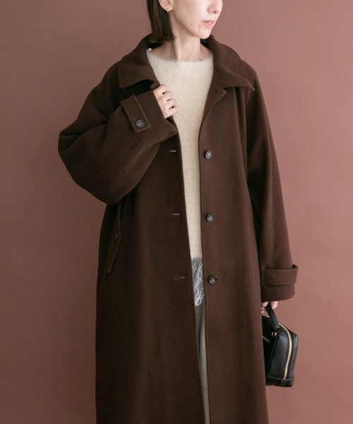 ITEMS URBANRESEARCH(アイテムズ アーバンリサーチ)の「尾州ウールスタンドカラーコート(チェスターコート・レディース・ブラック/ブラウン/グレー系その他・FREE)」の11枚目の写真