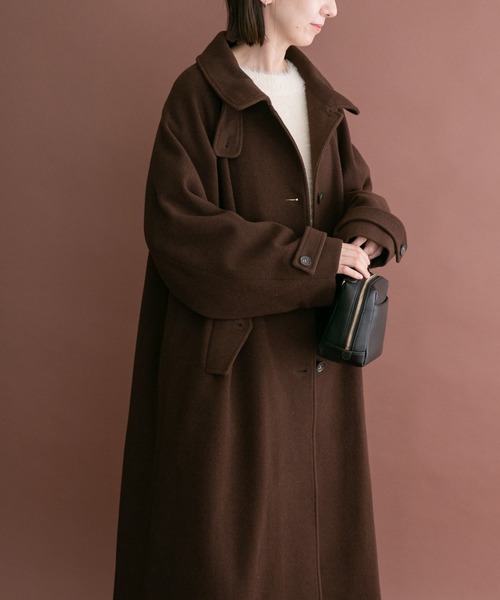 ITEMS URBANRESEARCH(アイテムズ アーバンリサーチ)の「尾州ウールスタンドカラーコート(チェスターコート・レディース・ブラック/ブラウン/グレー系その他・FREE)」の12枚目の写真