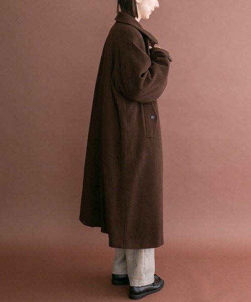 ITEMS URBANRESEARCH(アイテムズ アーバンリサーチ)の「尾州ウールスタンドカラーコート(チェスターコート・レディース・ブラック/ブラウン/グレー系その他・FREE)」の13枚目の写真