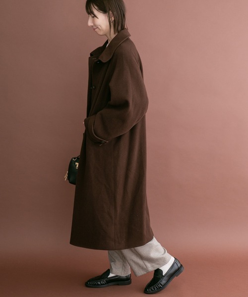 ITEMS URBANRESEARCH(アイテムズ アーバンリサーチ)の「尾州ウールスタンドカラーコート(チェスターコート・レディース・ブラック/ブラウン/グレー系その他・FREE)」の15枚目の写真