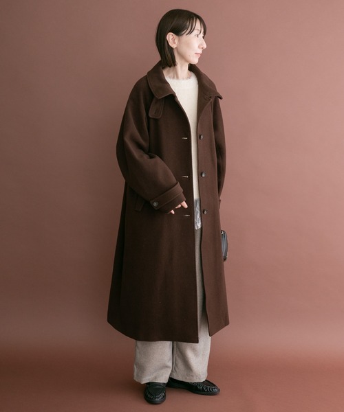 ITEMS URBANRESEARCH(アイテムズ アーバンリサーチ)の「尾州ウールスタンドカラーコート(チェスターコート・レディース・ブラック/ブラウン/グレー系その他・FREE)」の16枚目の写真
