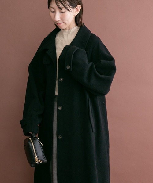 ITEMS URBANRESEARCH(アイテムズ アーバンリサーチ)の「尾州ウールスタンドカラーコート(チェスターコート・レディース・ブラック/ブラウン/グレー系その他・FREE)」の17枚目の写真
