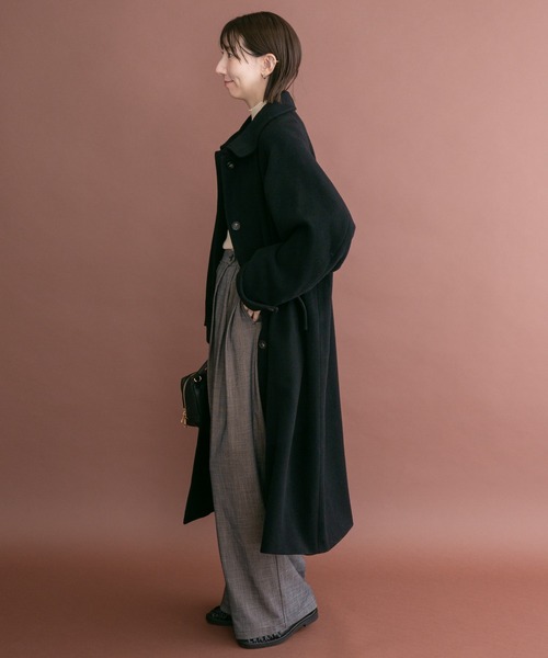 ITEMS URBANRESEARCH(アイテムズ アーバンリサーチ)の「尾州ウールスタンドカラーコート(チェスターコート・レディース・ブラック/ブラウン/グレー系その他・FREE)」の22枚目の写真