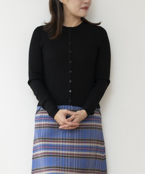 JOCOSA(ジョコサ)の「メリノウール混 リブニットカーディガン(カーディガン/ボレロ・レディース・ブラック/グレー/チャコール/ブラウン/ホワイト・FREE)」の2枚目の写真