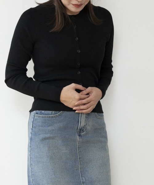 JOCOSA(ジョコサ)の「メリノウール混 リブニットカーディガン(カーディガン/ボレロ・レディース・ブラック/グレー/チャコール/ブラウン/ホワイト・FREE)」の15枚目の写真