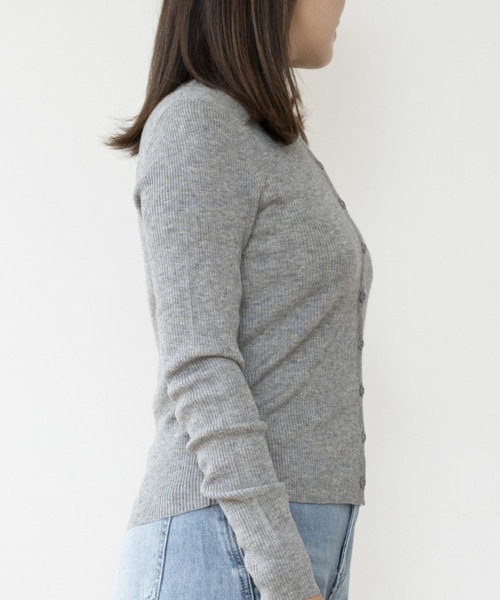 JOCOSA(ジョコサ)の「メリノウール混 リブニットカーディガン(カーディガン/ボレロ・レディース・ブラック/グレー/チャコール/ブラウン/ホワイト・FREE)」の16枚目の写真