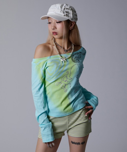 dollslutz(ドルズラッツ)の「【dollslutz】cupid crush tops / 【ドルズラッツ】キューピッドクラッシュトップス(Tシャツ/カットソー・レディース・サックスブルー・FREE)」の1枚目の写真