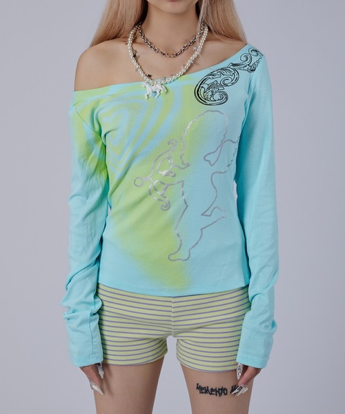 dollslutz(ドルズラッツ)の「【dollslutz】cupid crush tops / 【ドルズラッツ】キューピッドクラッシュトップス(Tシャツ/カットソー・レディース・サックスブルー・FREE)」の2枚目の写真