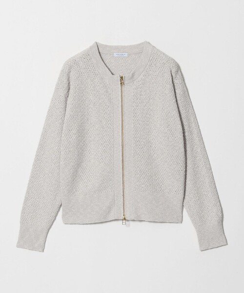 A DAY IN THE LIFE UNITED ARROWS(アデイインザライフユナイテッドアローズ)の「ブークレ バスケット ニットブルゾン ‐ウォッシャブル‐<A DAY IN THE LIFE>(ニット/セーター・レディース・ナチュラル/オレンジ/グレー系・FREE)」の2枚目の写真
