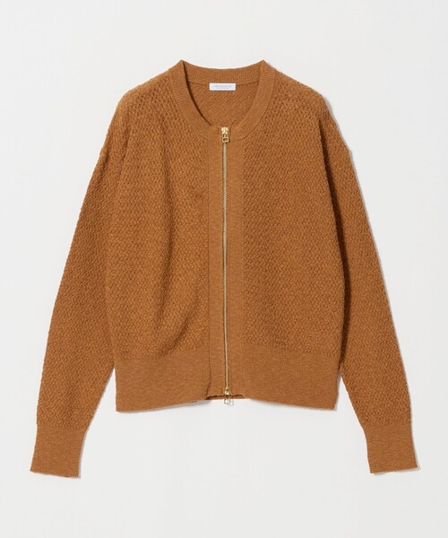 A DAY IN THE LIFE UNITED ARROWS(アデイインザライフユナイテッドアローズ)の「ブークレ バスケット ニットブルゾン ‐ウォッシャブル‐<A DAY IN THE LIFE>(ニット/セーター・レディース・ナチュラル/オレンジ/グレー系・FREE)」の3枚目の写真