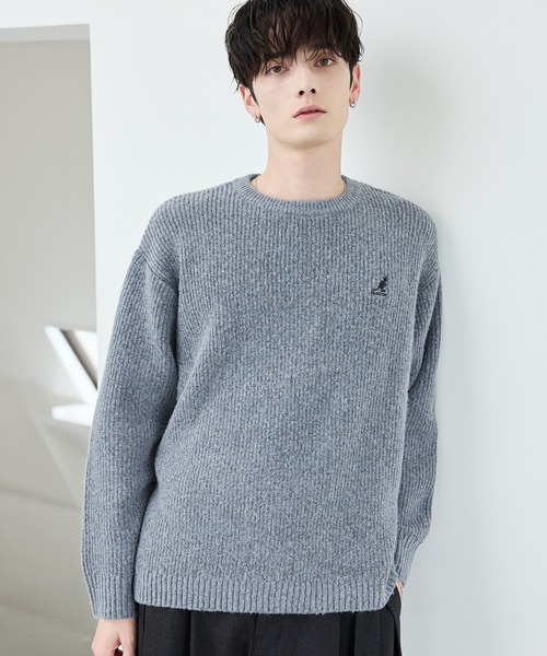 KANGOL（カンゴール）の「KANGOL/ウール混畦編みクルーニット（ニット/セーター・メンズ・アイボリー/ブラック/ブラウン系/グレー・XL/L/M/S）」の5枚目の写真