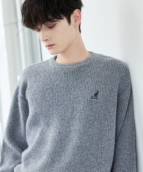 KANGOL（カンゴール）の「KANGOL/ウール混畦編みクルーニット（ニット/セーター・メンズ・アイボリー/ブラック/ブラウン系/グレー・XL/L/M/S）」の6枚目の写真