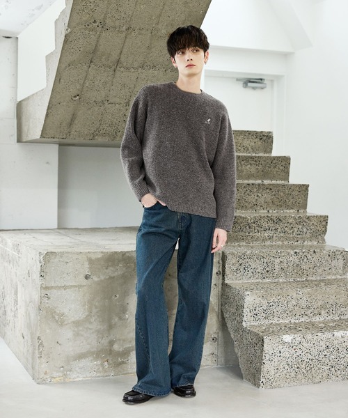 KANGOL（カンゴール）の「KANGOL/ウール混畦編みクルーニット（ニット/セーター・メンズ・アイボリー/ブラック/ブラウン系/グレー・XL/L/M/S）」の13枚目の写真