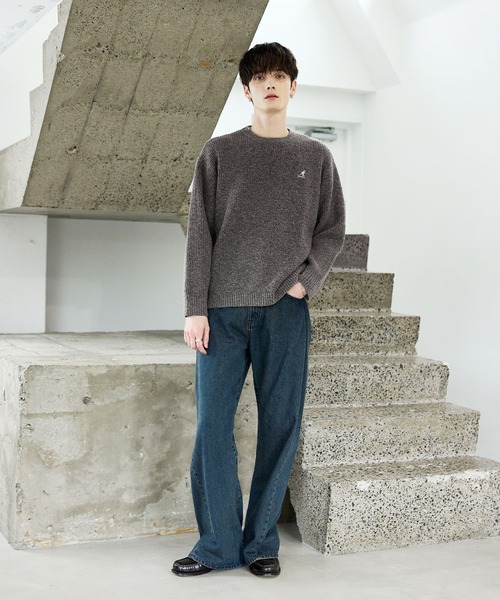 KANGOL（カンゴール）の「KANGOL/ウール混畦編みクルーニット（ニット/セーター・メンズ・アイボリー/ブラック/ブラウン系/グレー・XL/L/M/S）」の14枚目の写真