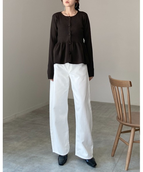 She's Closet(シーズクローゼット)の「長袖 前ボタン ペプラムニットカーディガン(カーディガン/ボレロ・レディース・ブラウン/アイボリー/チャコールグレー/ブラック・FREE)」の13枚目の写真