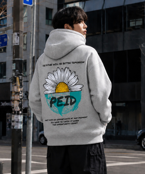 PEID（ペイド）の「PD HALF DAISY フードパーカー 2カラー（パーカー・レディース・ブラック/グレー・1/2/4/3/5）」の5枚目の写真