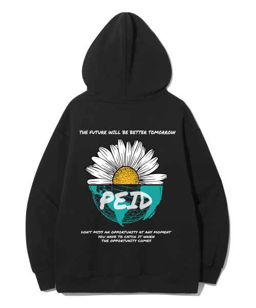 PEID（ペイド）の「PD HALF DAISY フードパーカー 2カラー（パーカー・レディース・ブラック/グレー・1/2/4/3/5）」の7枚目の写真