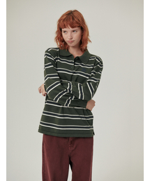 FLATWAVE IN SEOUL（フラットウェーブインソウル）の「Oshen Stripe Pique Knit Khaki（ニット/セーター）」