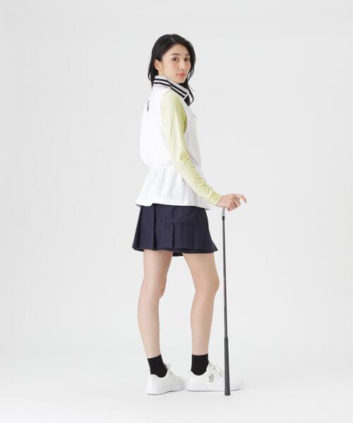 PEARLY GATES(パーリーゲイツ)の「TEXBRID丸編みメッシュフルジップスタンドベスト (WOMENS)(ベスト・レディース・ネイビー/ホワイト・MEDIUM/SMALL)」の4枚目の写真