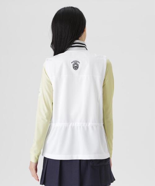 PEARLY GATES(パーリーゲイツ)の「TEXBRID丸編みメッシュフルジップスタンドベスト (WOMENS)(ベスト・レディース・ネイビー/ホワイト・MEDIUM/SMALL)」の8枚目の写真