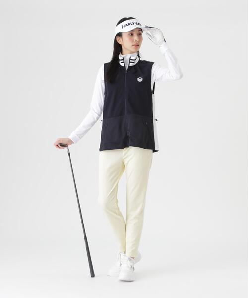 PEARLY GATES(パーリーゲイツ)の「TEXBRID丸編みメッシュフルジップスタンドベスト (WOMENS)(ベスト・レディース・ネイビー/ホワイト・MEDIUM/SMALL)」の22枚目の写真