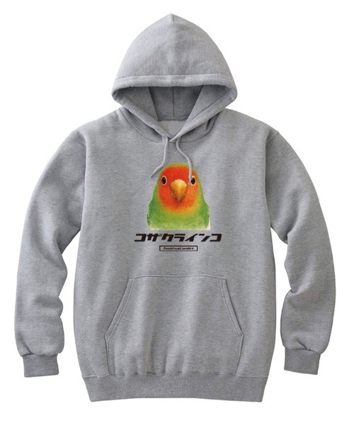 Moftique(モフティック)の「Moftique(モフティック) プルパーカー スウェット 裏毛 コザクラインコ 鳥 ペット アニマル プリント トップス メンズ ユニセックス(パーカー・メンズ・ホワイト/ブラック/ヘザーグレー・XL/L/M)」の3枚目の写真