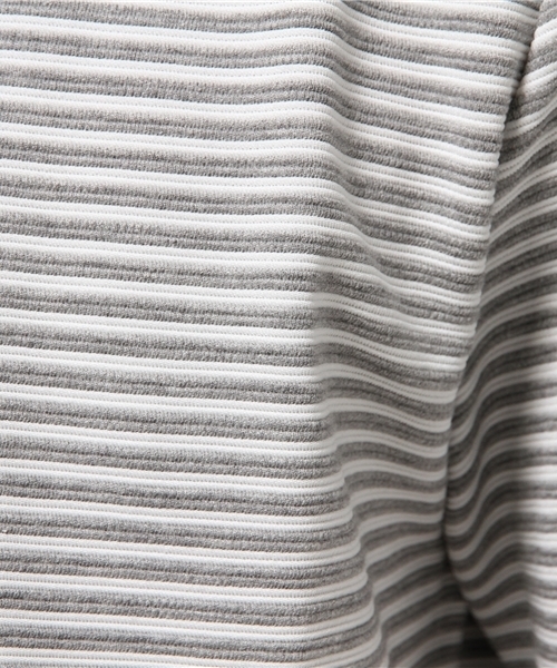 KATHARINE HAMNETT LONDON （キャサリンハムネットロンドン）の「RIPPLE BORDER SHORT / リップルボーダー ショート（Tシャツ/カットソー・メンズ・ブラック/グレー・S/L/M）」の9枚目の写真